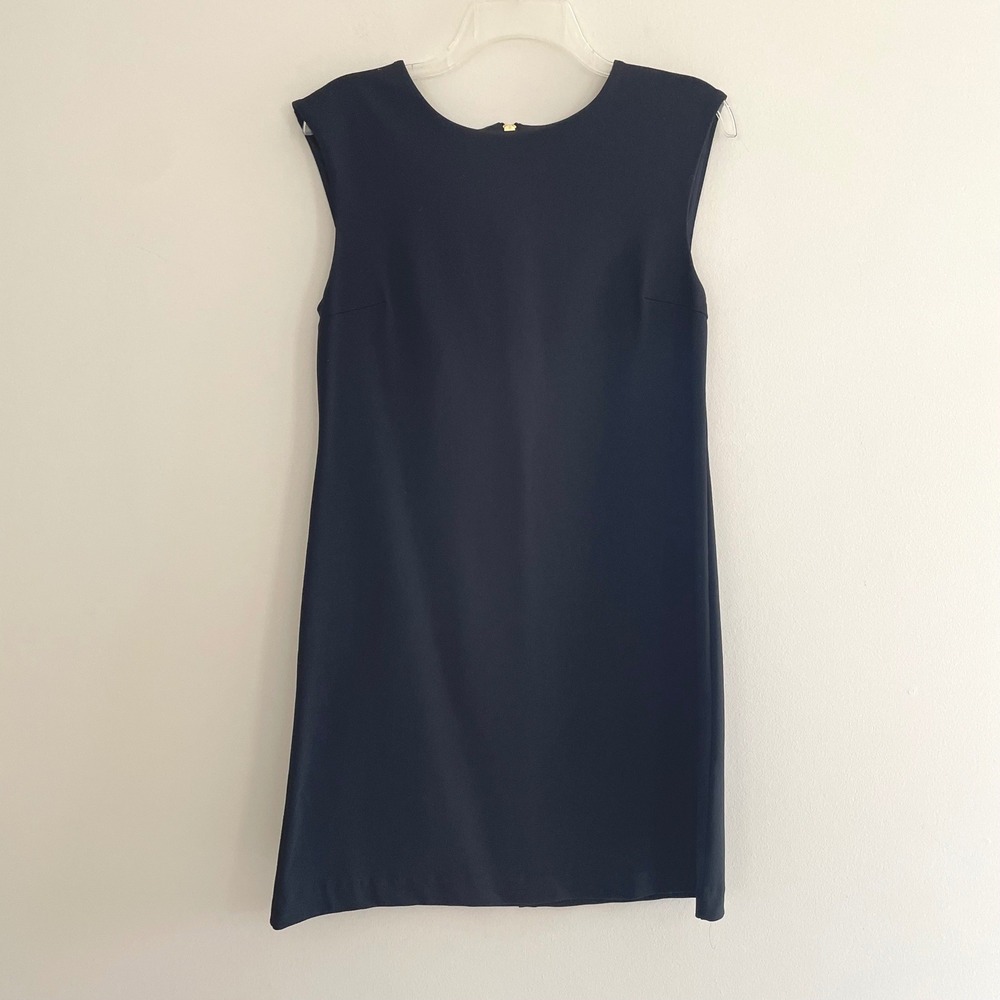 Donna Ricco New York Womens Black Sleevelessβ Shift Dress Medium Gold Zipper NEW
